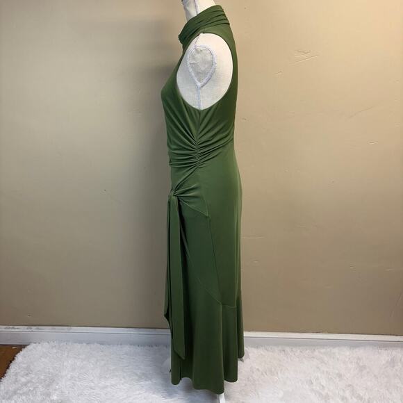 Cinq a Sept Rori Sleeveless Side-Tie Turtleneck Midi Dress Olive Green Size 10 - Picture 6 of 9